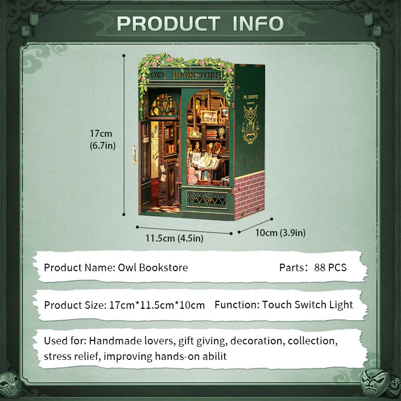 Owl Bookstore | DIY 3D Book Nook Miniature Kit